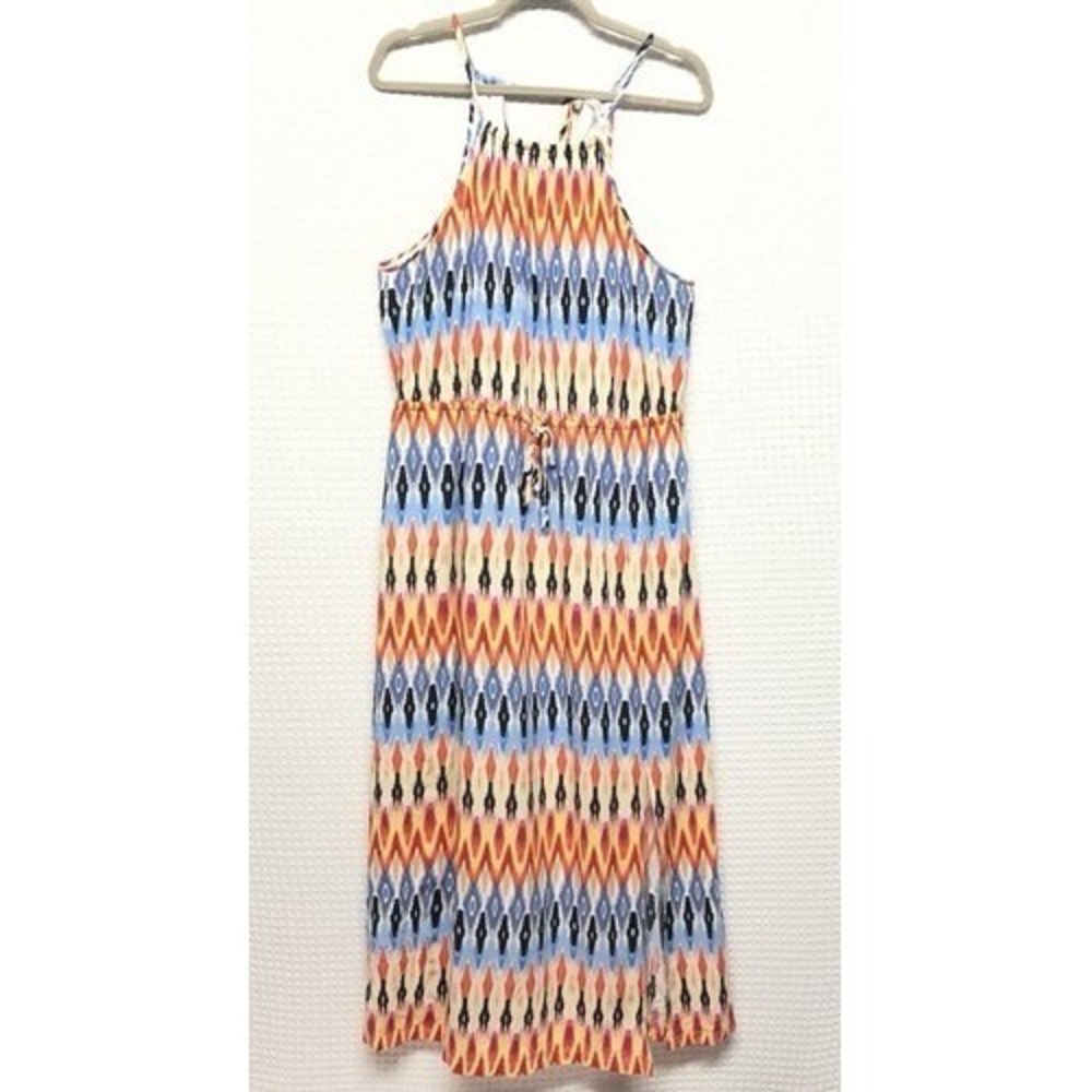Athleta Built in Bra Tribal Halter Summer Sunset Maxi SunDress‎ Women L China